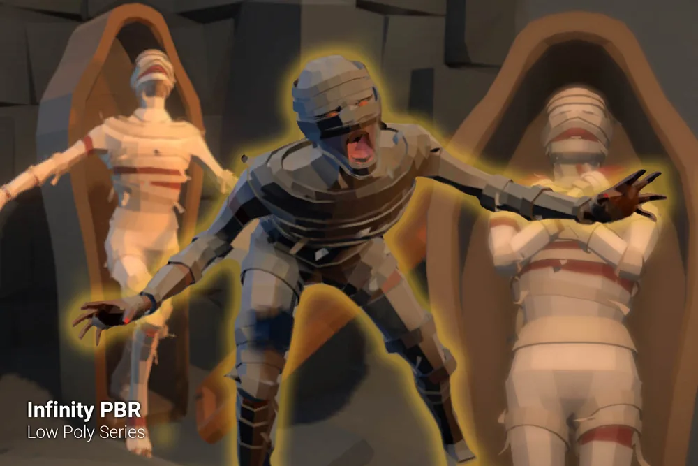 Low Poly Character – Mummy & Sarcophagus