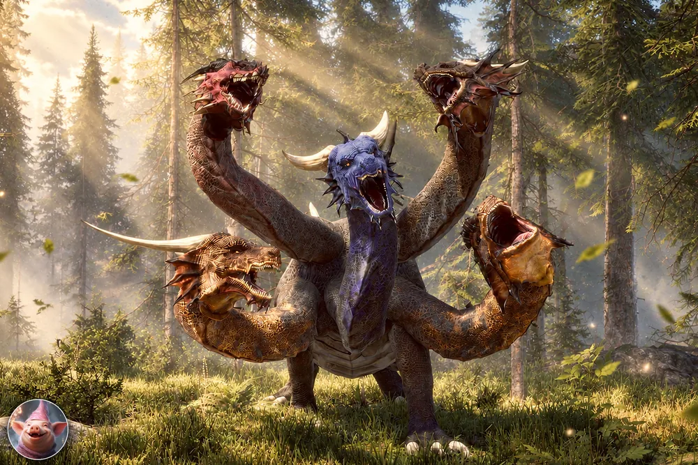 Hydra – Dragon with 5 Heads – Fantasy RPG Monster Character